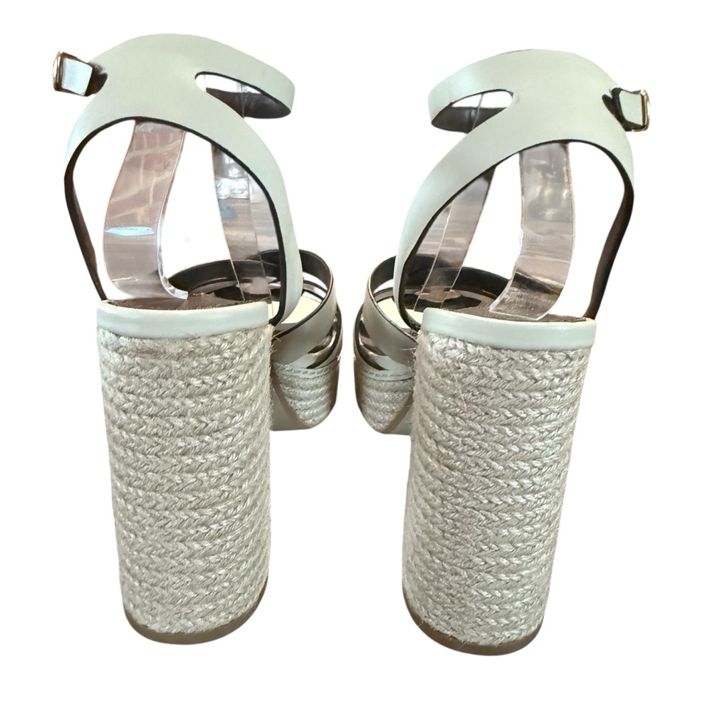 Aqua Gyen Ankle Strap Espadrille Platform Sandals Bone Leather Size 10 - Picture 4 of 10